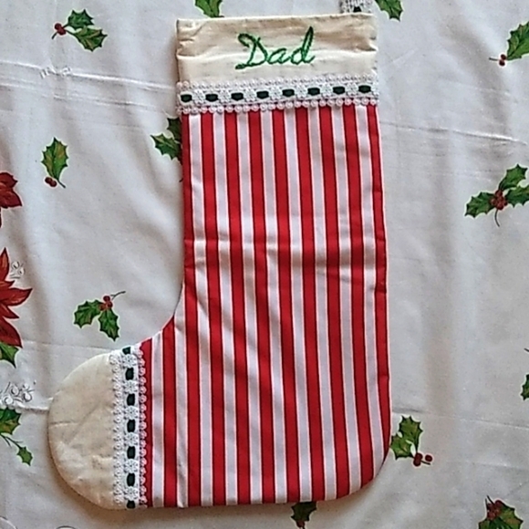 VINTAGE Candy Cane Stripe Christmas Stocking Handmade "Dad" - Picture 1 of 7
